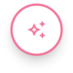 Sparkle icon inside the circle representing cleanliness, shine, and high-quality pediatric dental care and hygiene standards.