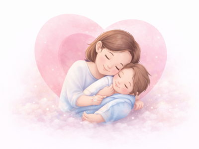 A Mother-hugging-child illustration, representing care, comfort, and trust in pediatric dental experience for families.